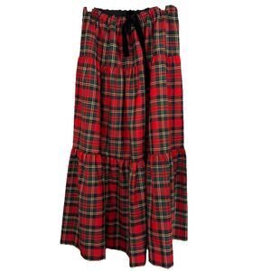 J Crew Tiered Tartan Maxi Skirt Sz Large Wool Blend Holiday Plaid H2488